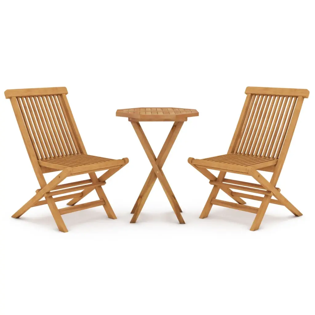 Ensemble de 3 pcs table de jardin avec chaises – mobilier de jardin Bois de teck massif-JU2836