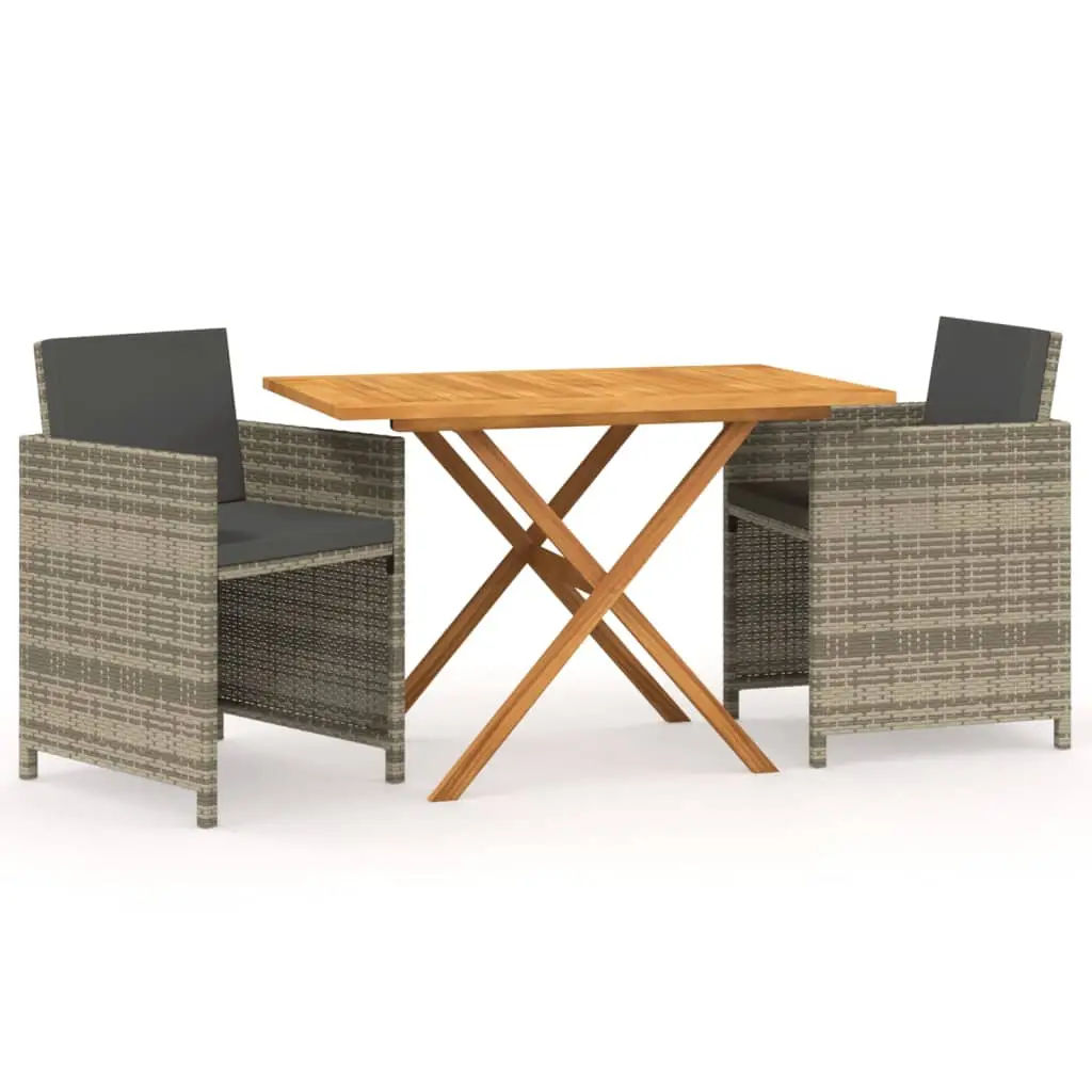 Ensemble de 3 pcs table de jardin avec chaises – mobilier de jardin avec coussins Gris-JU3017