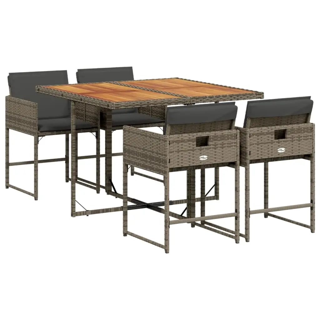 Ensemble de 5 pcs table de jardin avec chaises – mobilier de jardin coussins gris résine tressée-JU2349