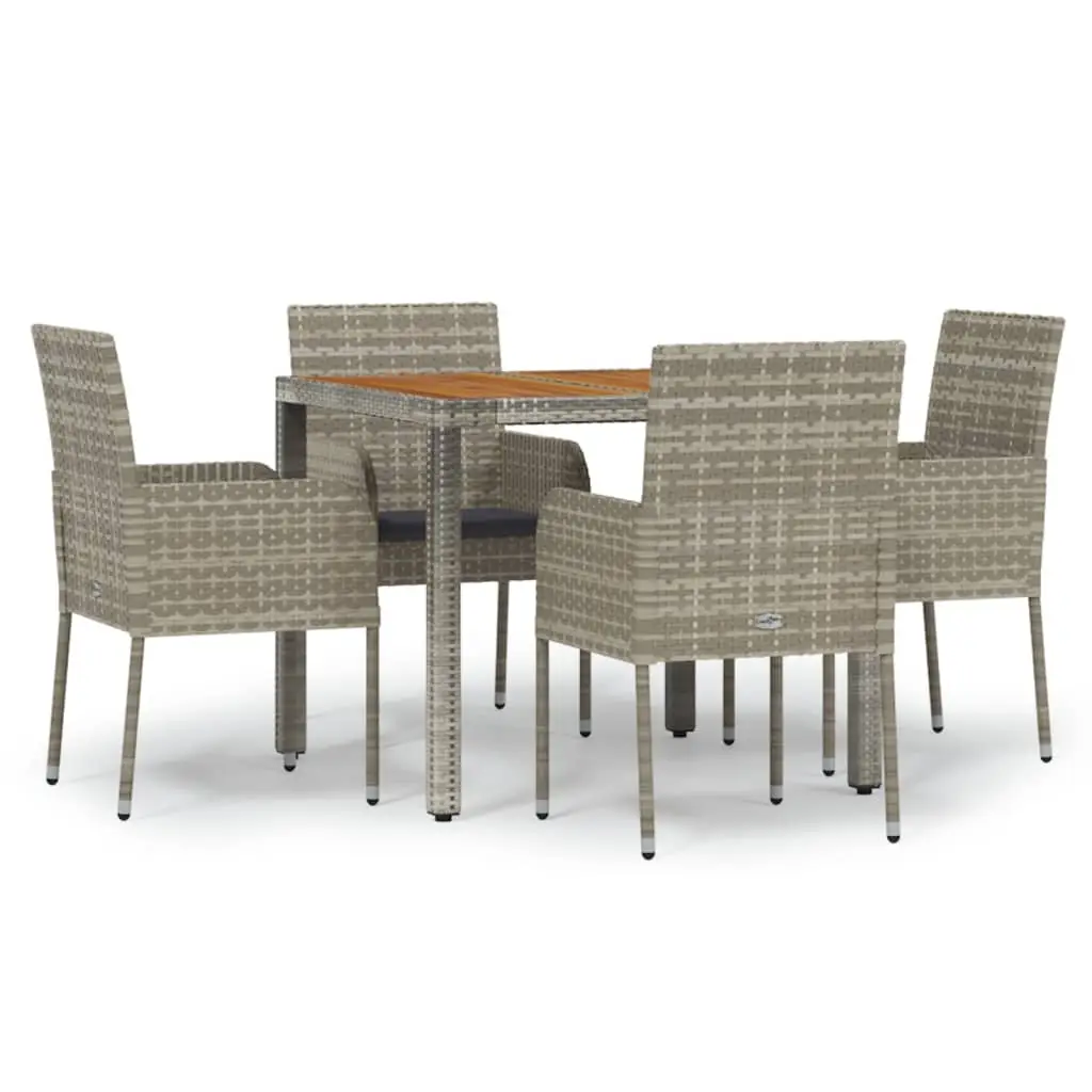 Ensemble de 5 pcs table de jardin avec chaises – mobilier de jardin coussins gris résine tressée-JU2483