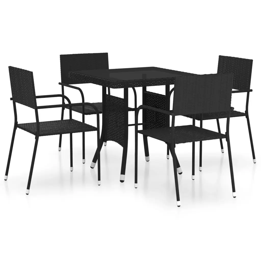 Ensemble de 5 pcs table de jardin avec chaises – mobilier de jardin Résine tressée Noir-JU2336
