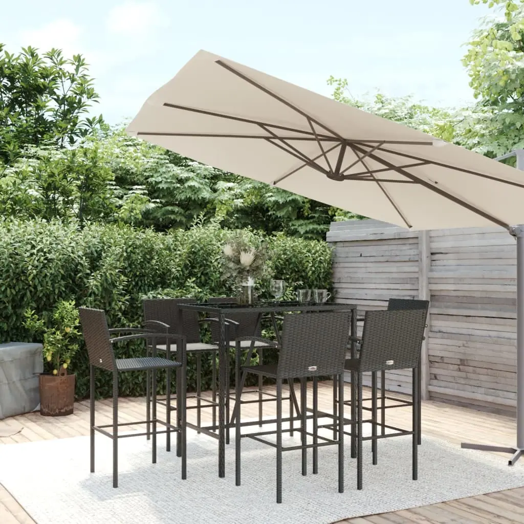 Ensemble de bar de jardin 7 pcs noir résine tressée vidaXL 3187657