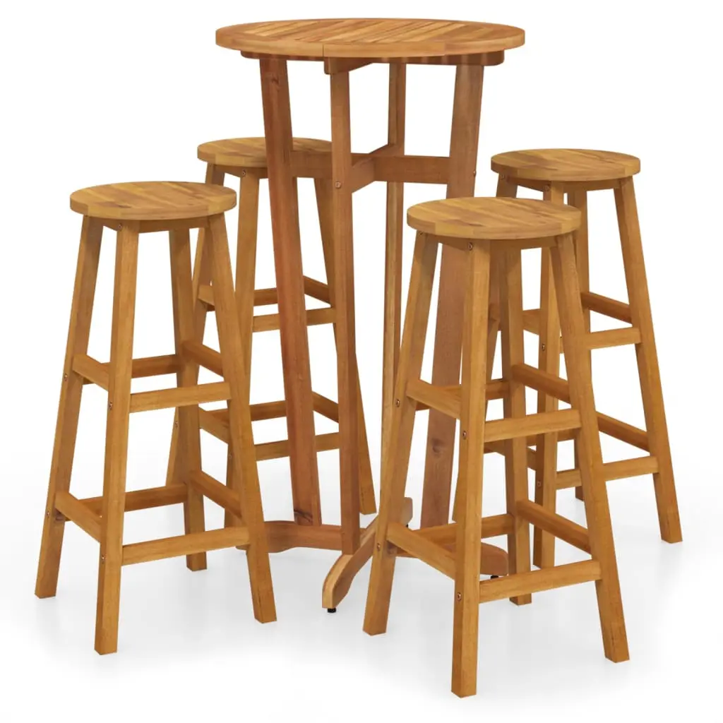 Ensemble de 5 pcs bar de jardin – Mobilier d’extérieur – Mobilier de jardin bois d’acacia solide-JU2153