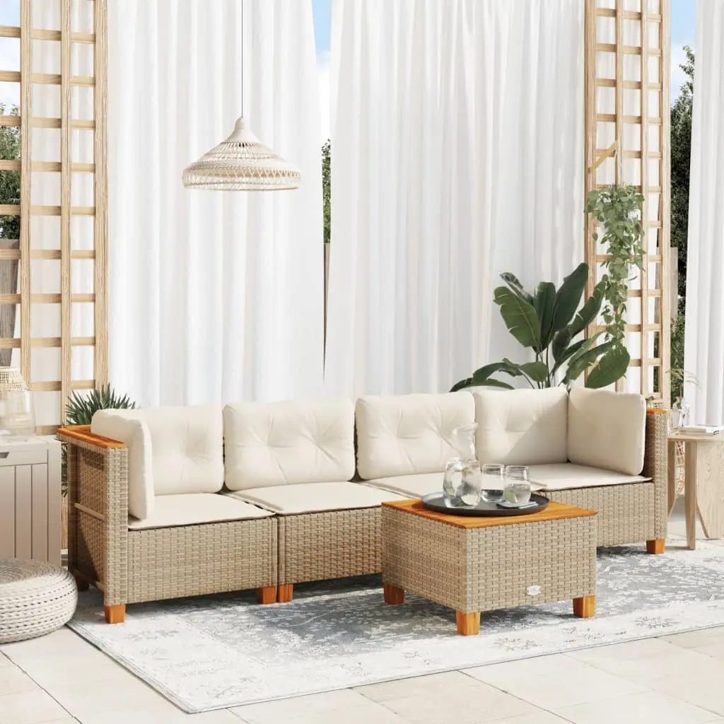 Ensemble Canapés de Jardin 5 Pièces en Résine Tressée Modulable et Confortable Beige – ComfortXL Outdoor Living