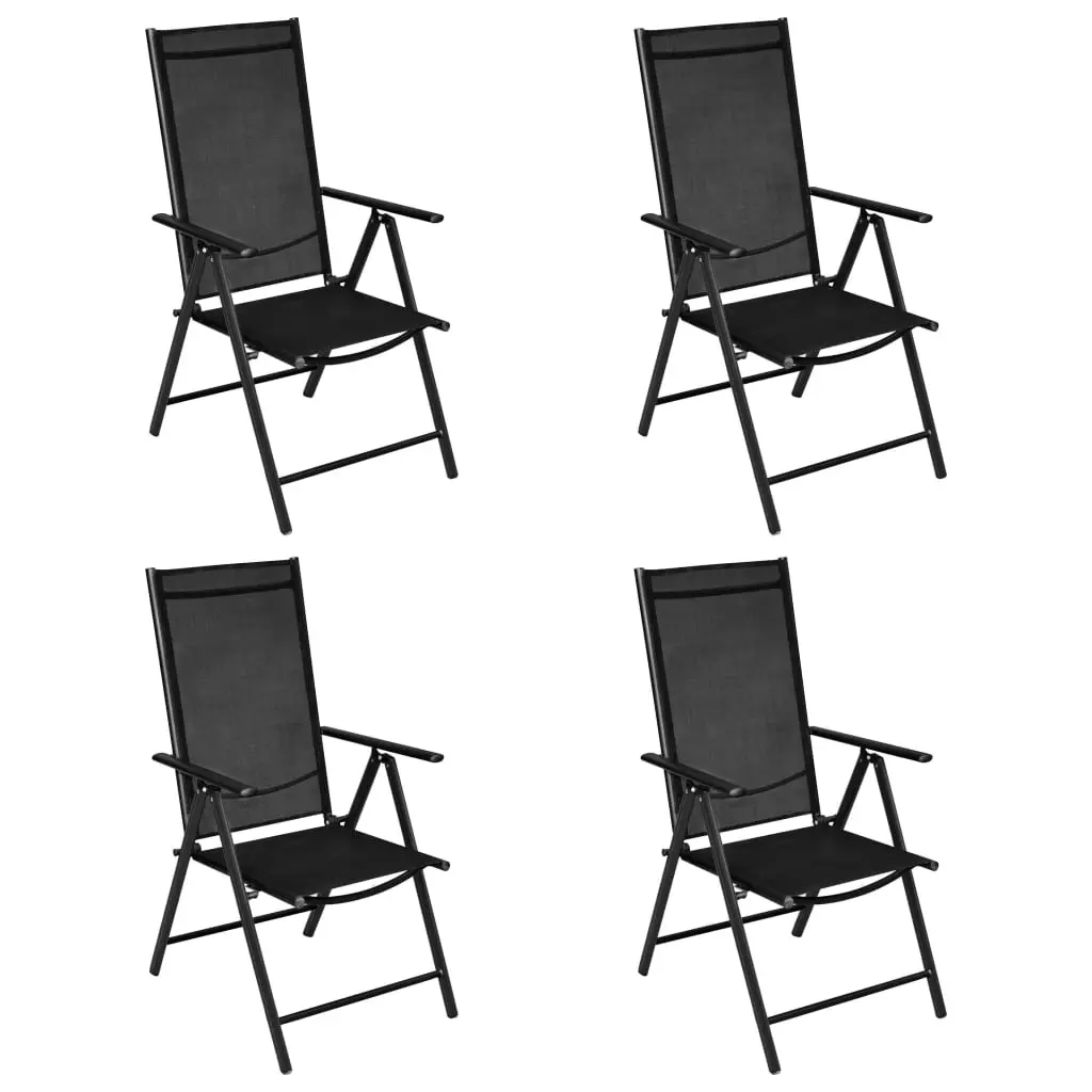 Ensemble de 5 pcs table de jardin avec chaises – mobilier de jardin aluminium et textilène noir