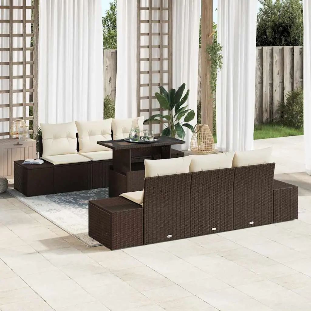 Ensemble de Canapés 7 pcs Marron et Crème polyrotin vidaXL 3349104