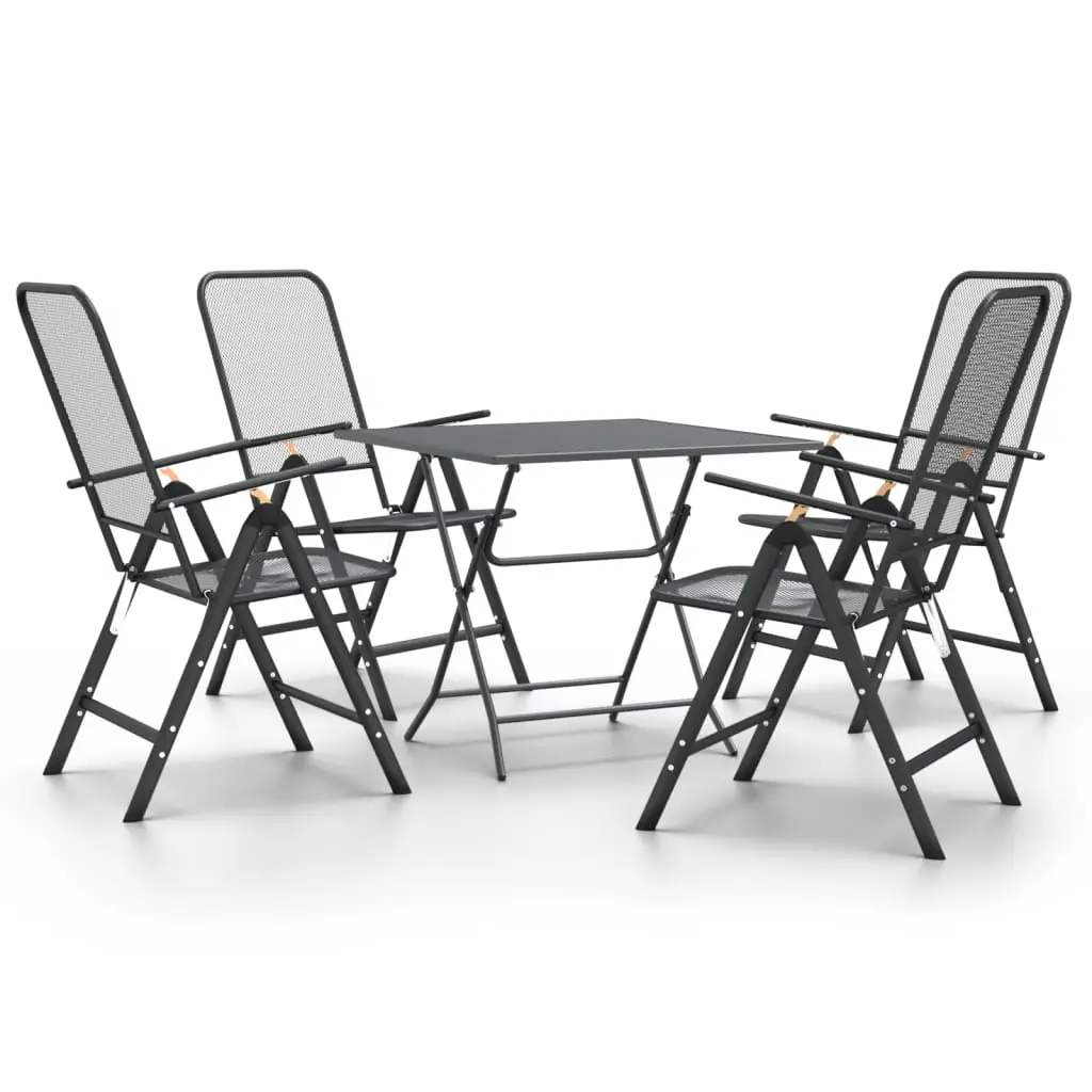 Ensemble de 5 pcs table de jardin avec chaises – mobilier de jardin Maille Métal Anthracite-JU3139