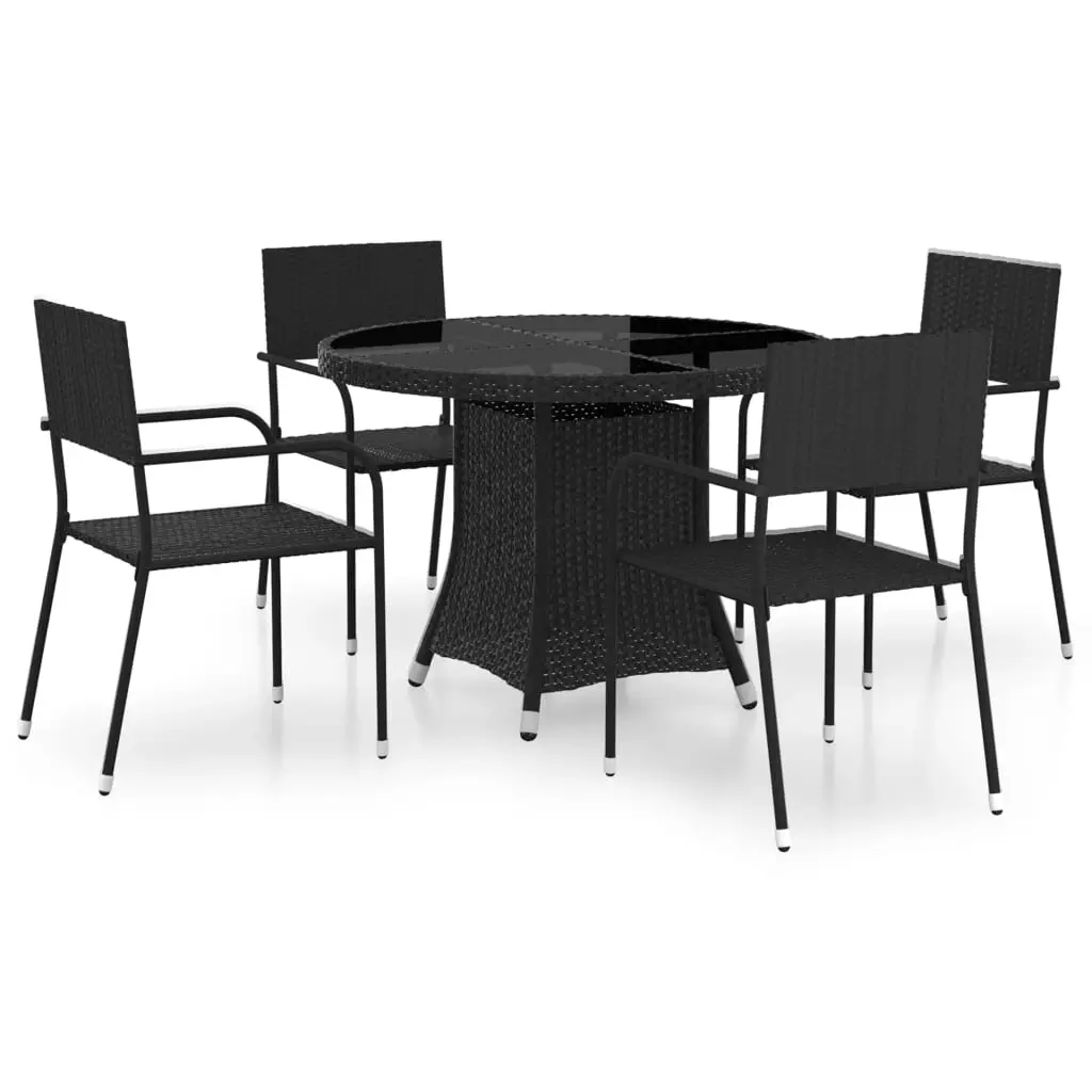 Ensemble de 5 pcs table de jardin avec chaises – mobilier de jardin Résine tressée Noir-JU2540