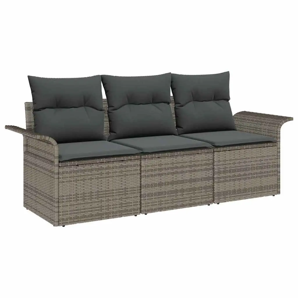 Ensemble de Canapés avec coussin 3 pcs | Canapé D’extérieur | Sofa De Jardin Gris polyrotin Maison Chic