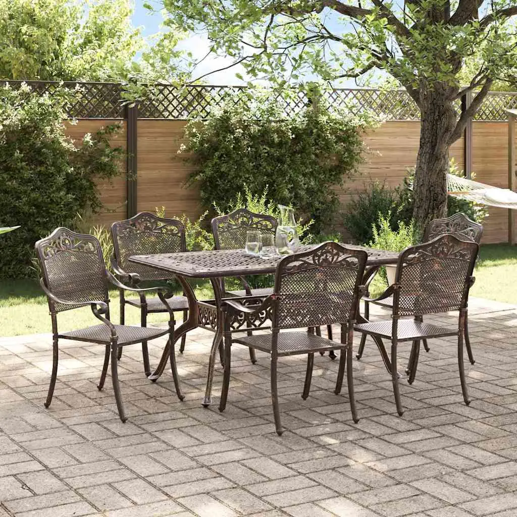 Ensemble de salle à manger pour jardin 7 pcs Bronze Aluminium vidaXL 3334664