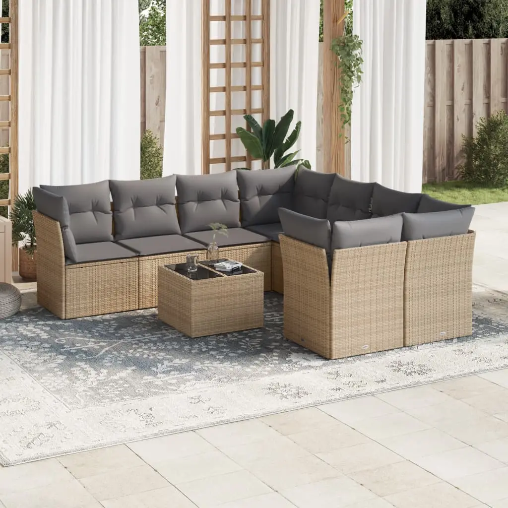 Ensemble de Jardin Modulable 9 Pièces Poly Rotin Beige pour Balcon et Terrasse – ComfortXL Outdoor Living