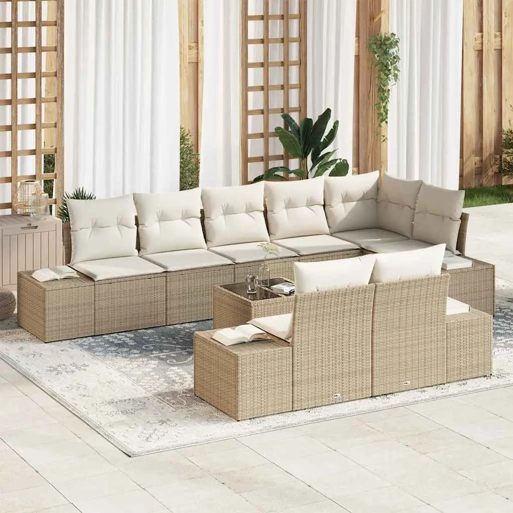 Ensemble de canapé de jardin Beige et crème Poly rotin vidaXL 3355790