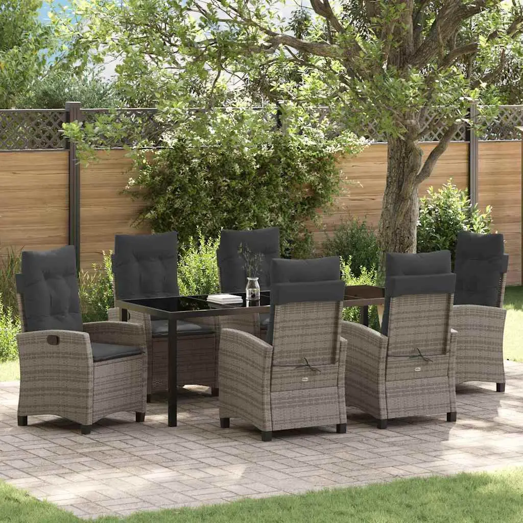Ensemble de salle à manger pour jardin 7 pcs Gris polyrotin vidaXL 3380391