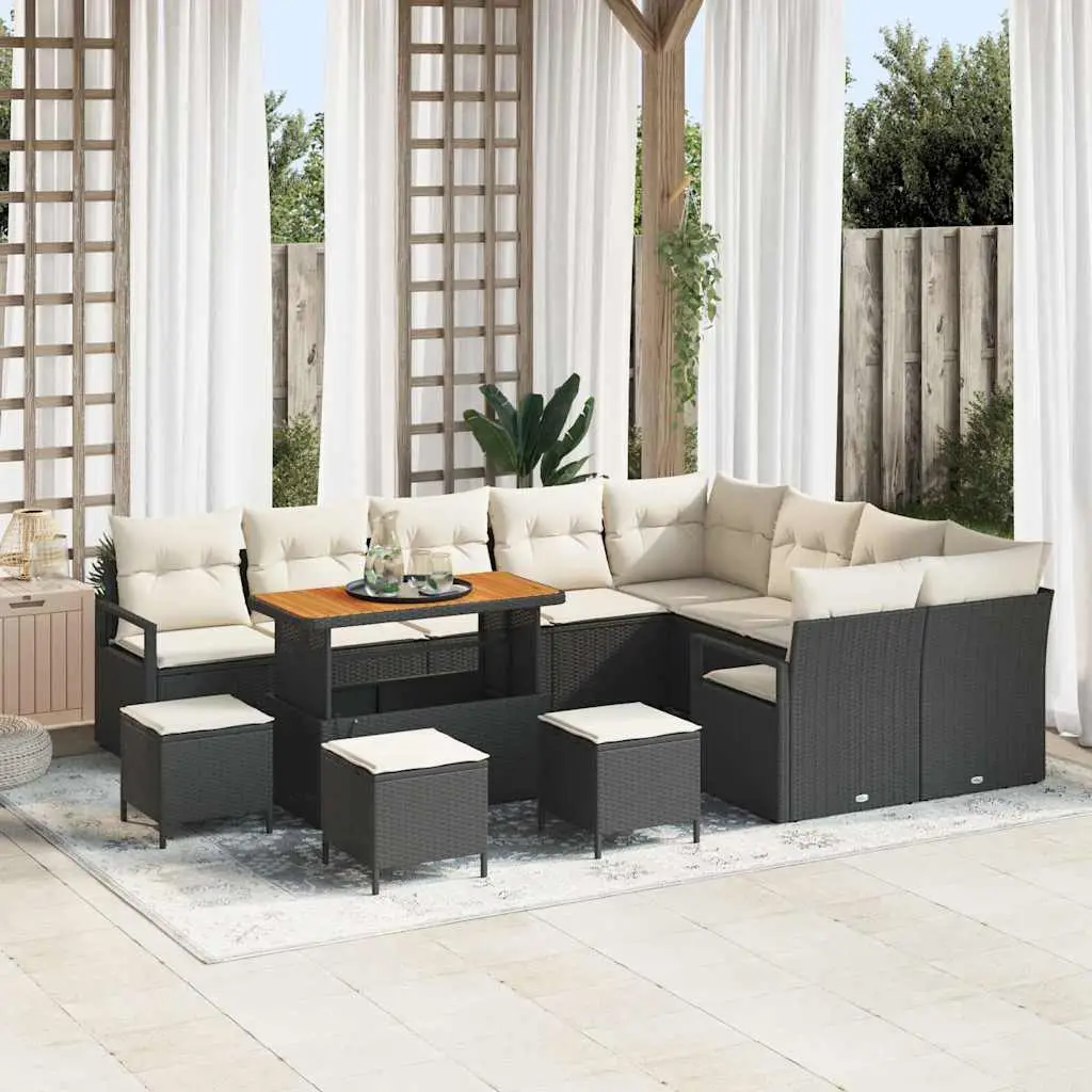 Ensemble canapé de jardin en polyrotin modulable grande terrasse Noir – ComfortXL Outdoor Living