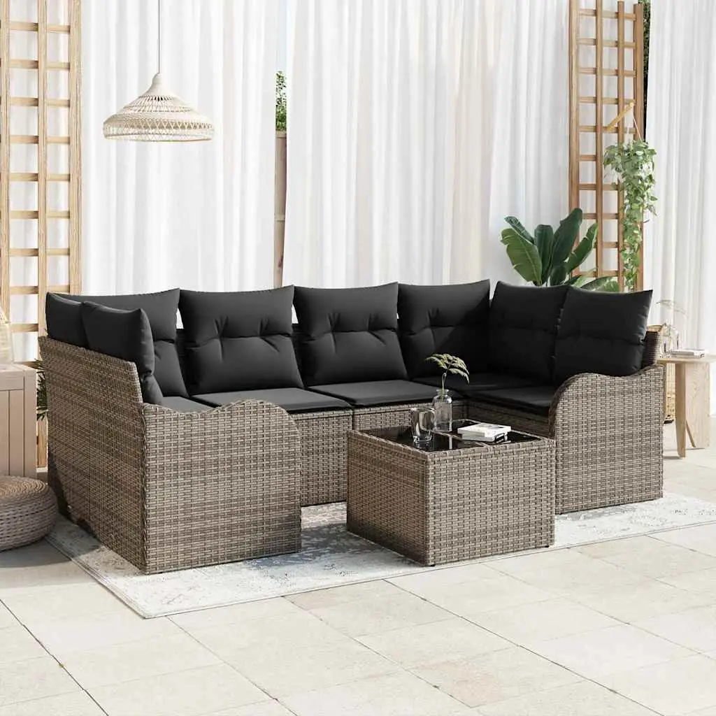 Ensemble de canapé de jardin Gris 55 x 55 x 37 cm polyrotin vidaXL 3345599