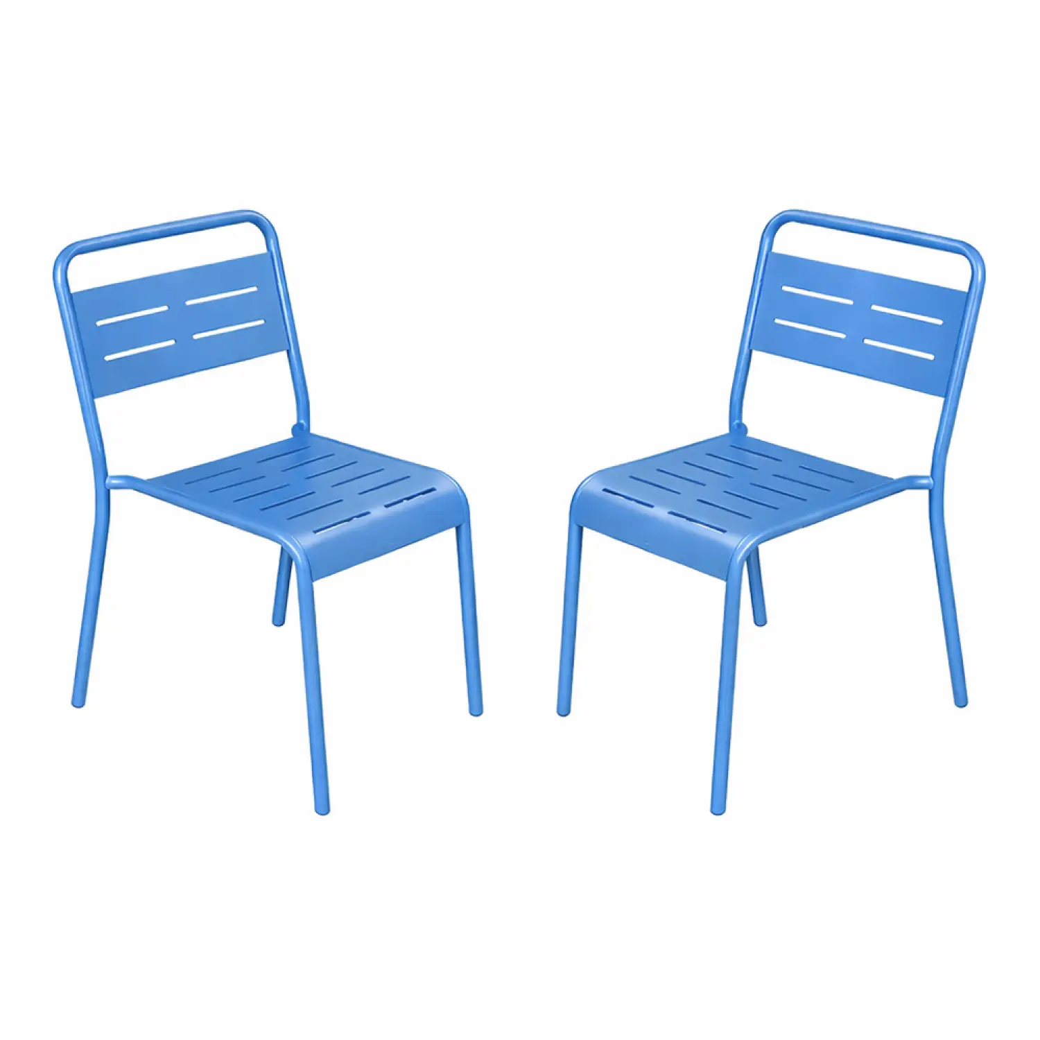 Ensemble de 2 chaises de jardin empilables bleues BERGAME