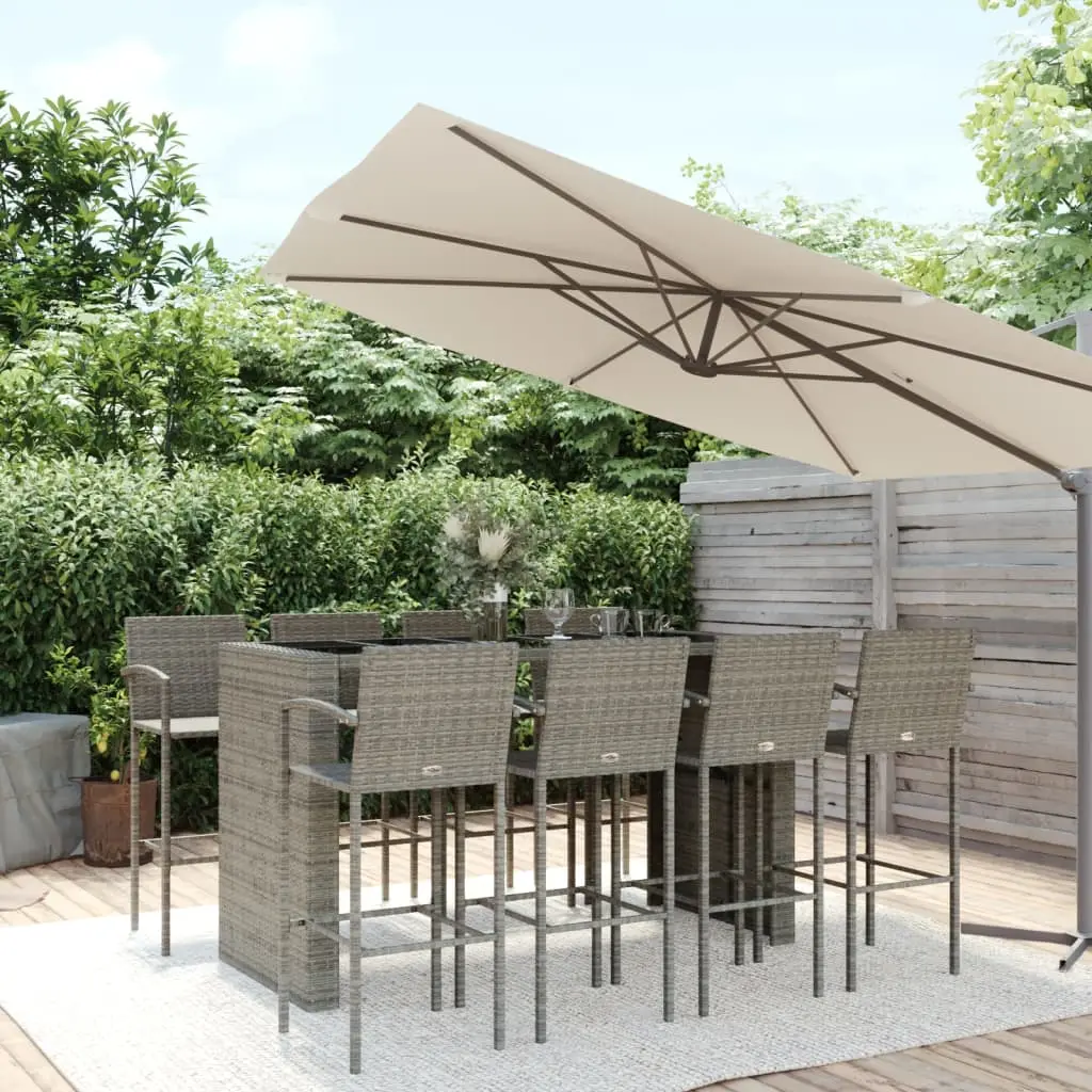 Ensemble de bar de jardin 9 pcs gris résine tressée vidaXL 3187673
