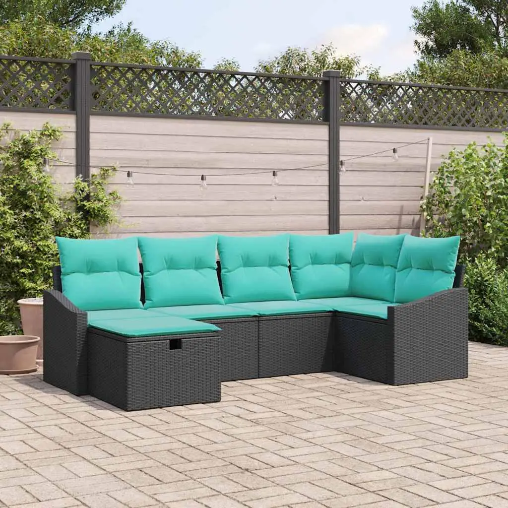 Ensemble de Canapés avec coussin 6 pcs Noir polyrotin vidaXL 3359285