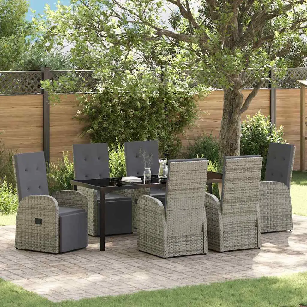 Ensemble de salle à manger pour jardin 7 pcs Gris polyrotin vidaXL 3379490