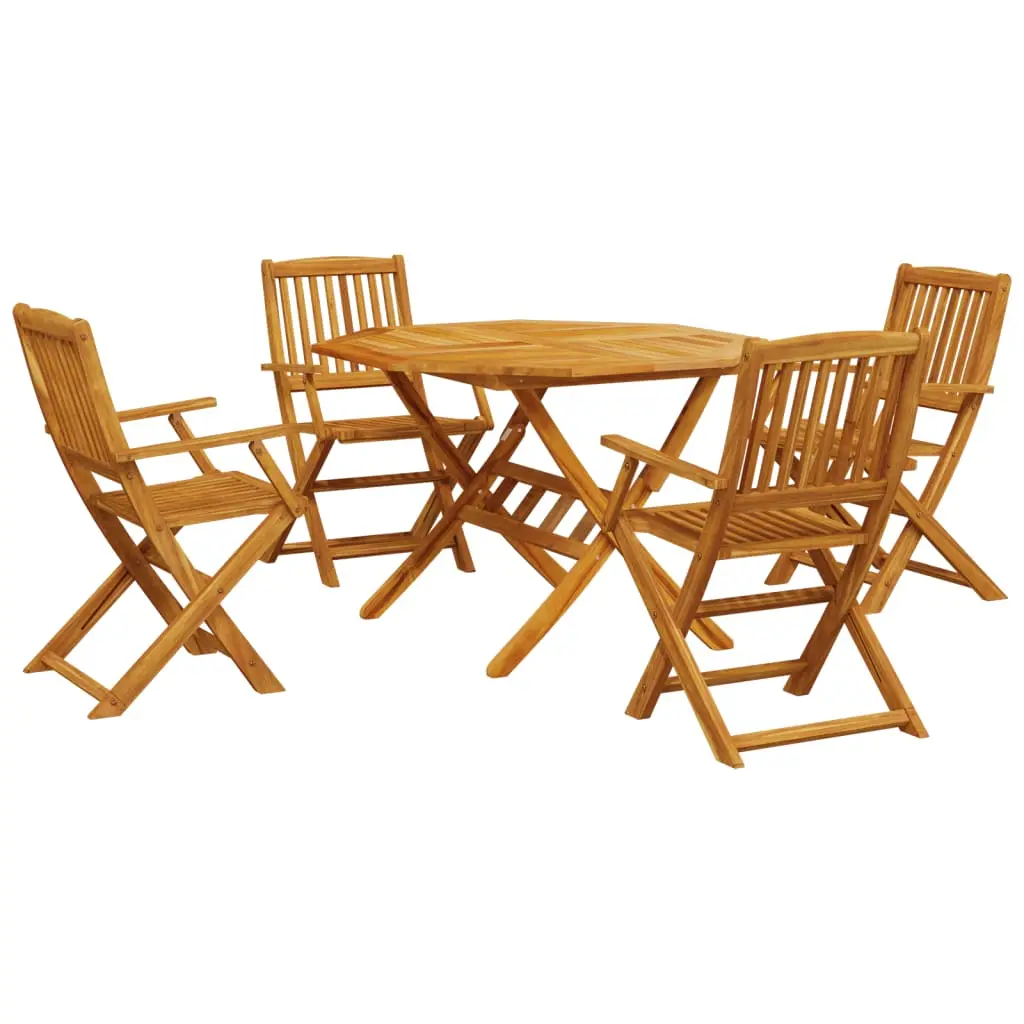 Ensemble de 5 pcs table de jardin et chaises pliable – mobilier de jardin bois massif d’acacia-JU2761