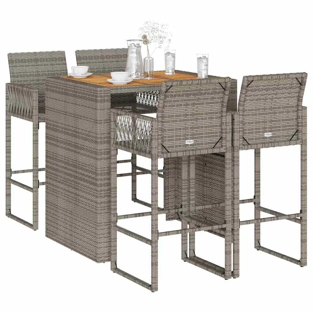Ensemble de bar de jardin 5 pcs sans coussins gris poly rotin vidaXL 3328888