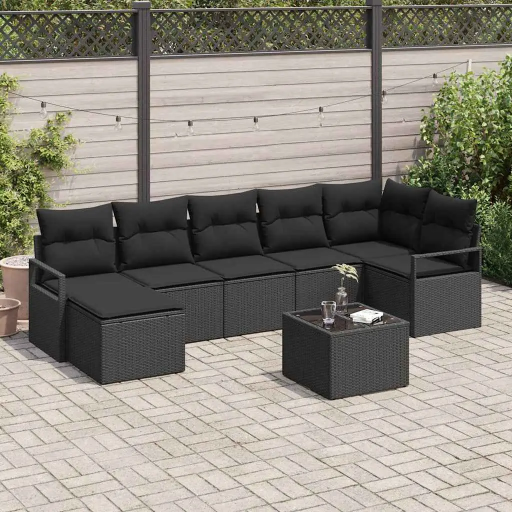 Ensemble de Canapés avec coussin 8 pcs Noir polyrotin vidaXL 3355152