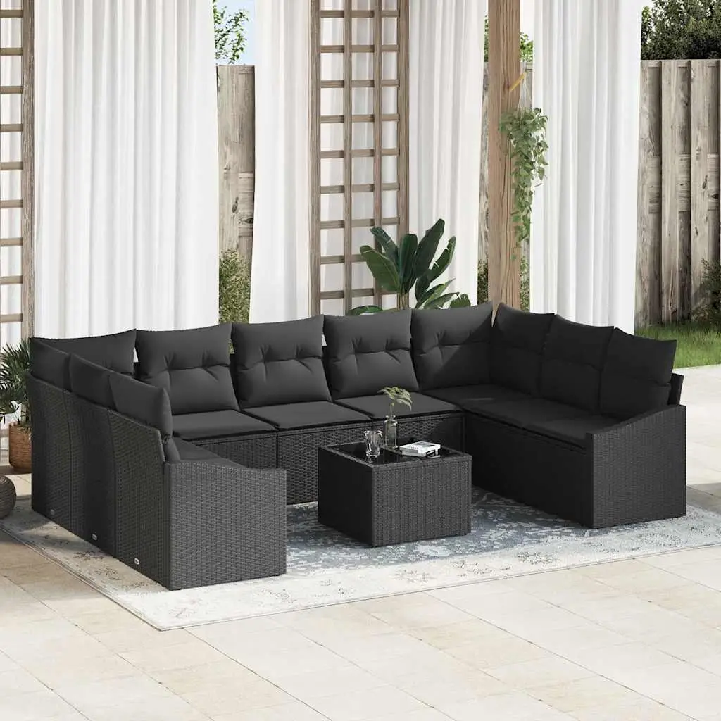 Ensemble Canapé de Jardin 9 Places Polyrotin Modulable Extérieur Noir – ComfortXL Outdoor Living