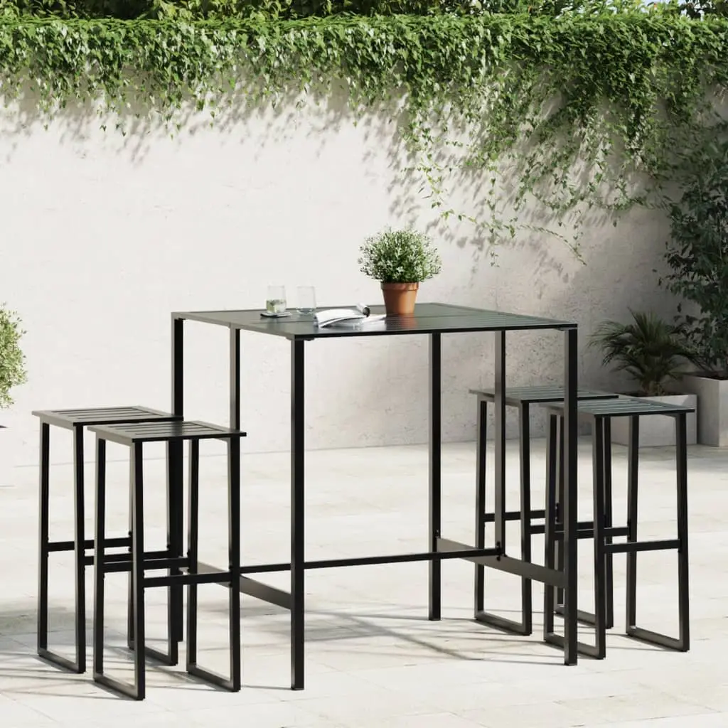Ensemble de bar de jardin 5 pcs noir acier enduit de poudre vidaXL 3283752