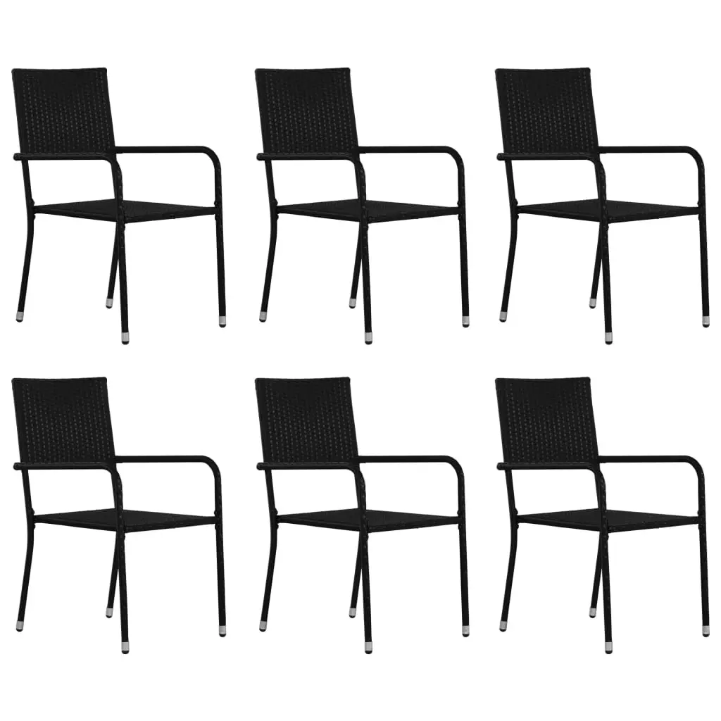 Ensemble de 7 pcs table de jardin avec chaises – mobilier de jardin Noir-JU3004