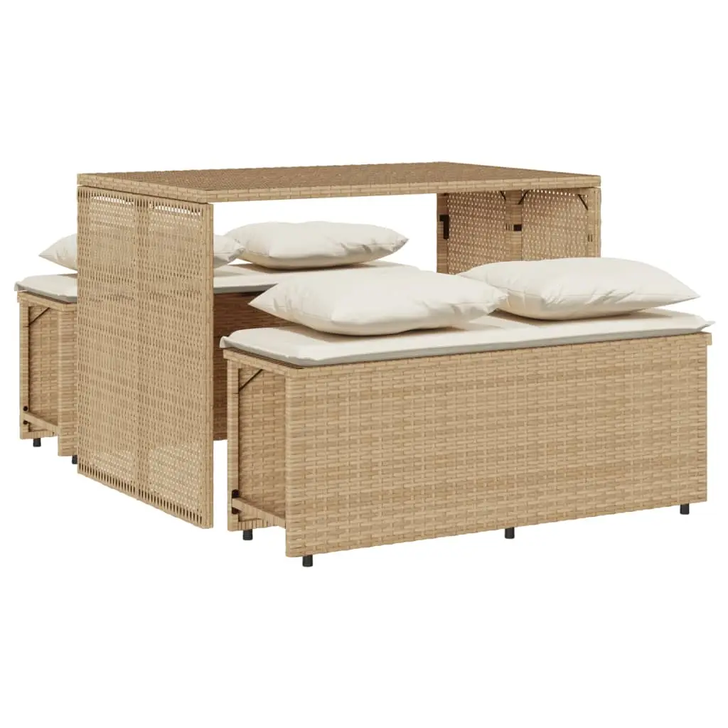 Ensemble de 3 pcs table de jardin et chaises avec coussins – mobilier de jardin Beige poly rotin-JU2669
