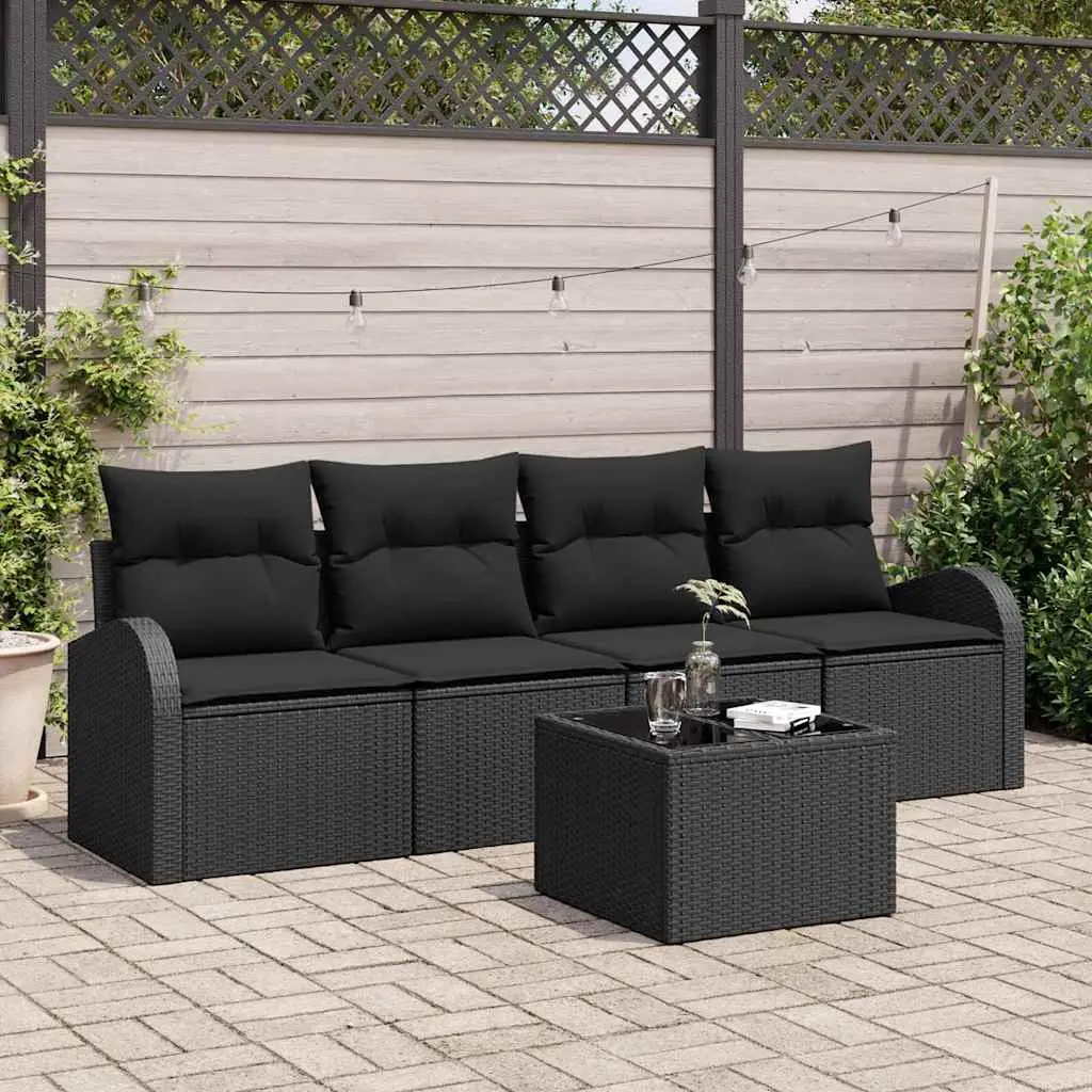 Ensemble de canapé de jardin Noir 55 x 55 x 37 cm polyrotin vidaXL 3345913