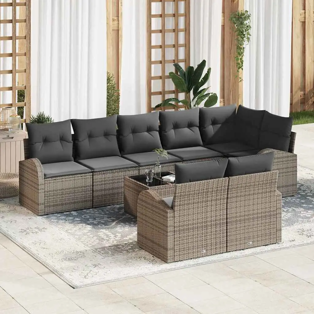 Ensemble de canapé de jardin Gris 55 x 55 x 37 cm polyrotin vidaXL 3346099
