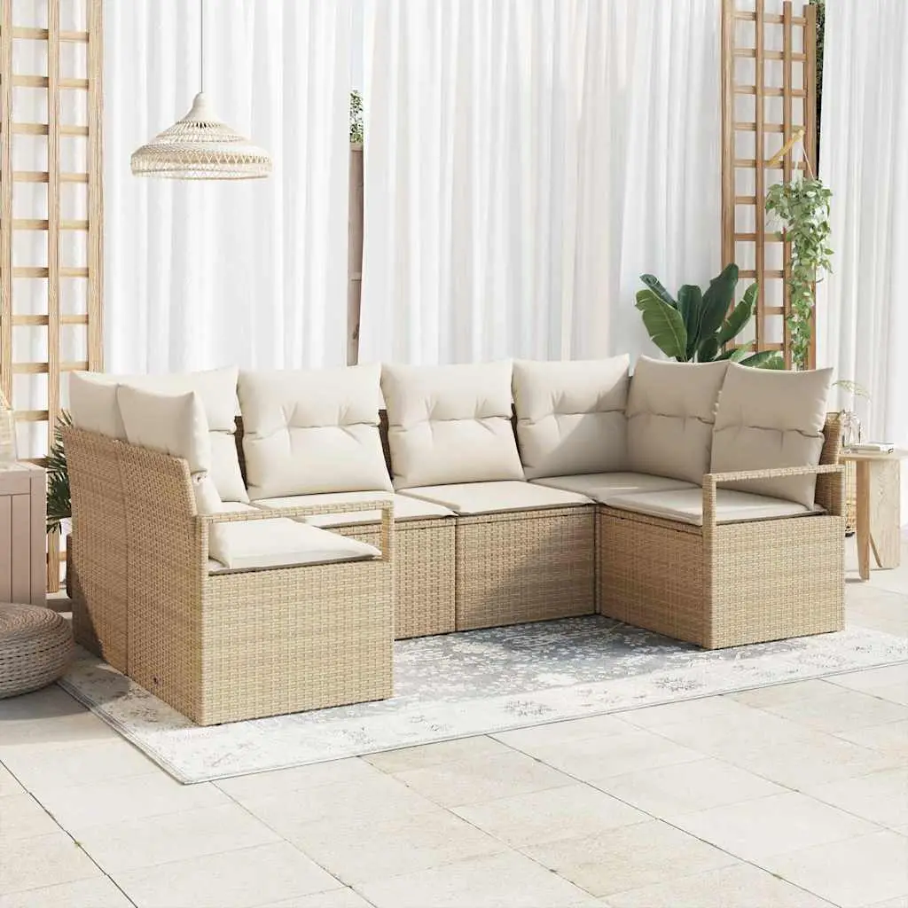 Ensemble de Canapés avec coussin 6 pcs Beige polyrotin vidaXL 3346521