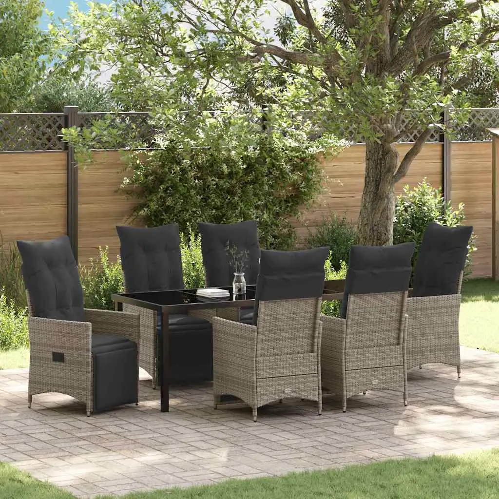 Ensemble de salle à manger pour jardin 7 pcs Gris polyrotin vidaXL 3379581