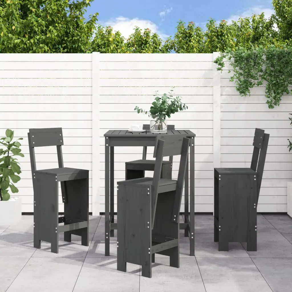 Ensemble de bar de jardin 5 pcs gris bois de pin massif vidaXL 3157801