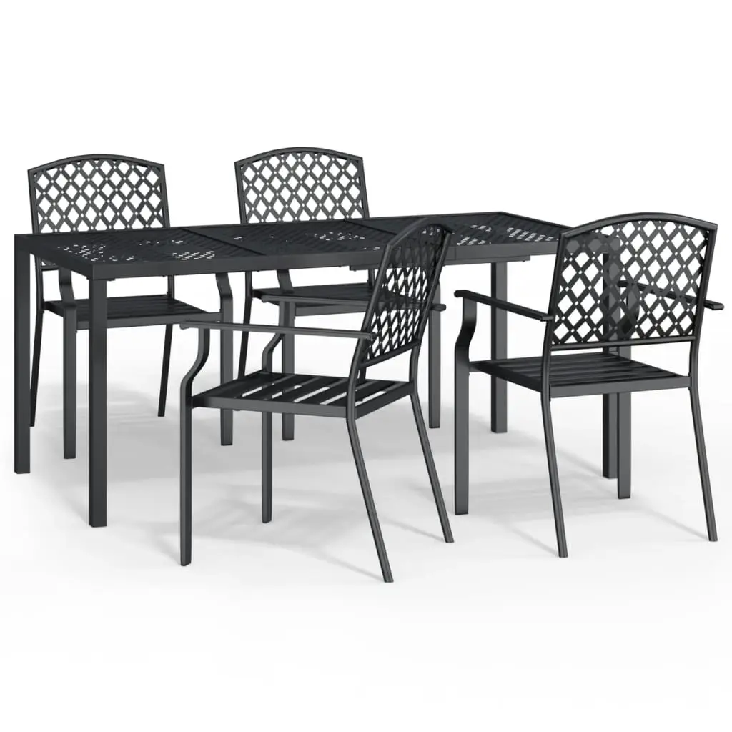 Ensemble de 5 pcs table de jardin avec chaises – mobilier de jardin anthracite acier-JU2978