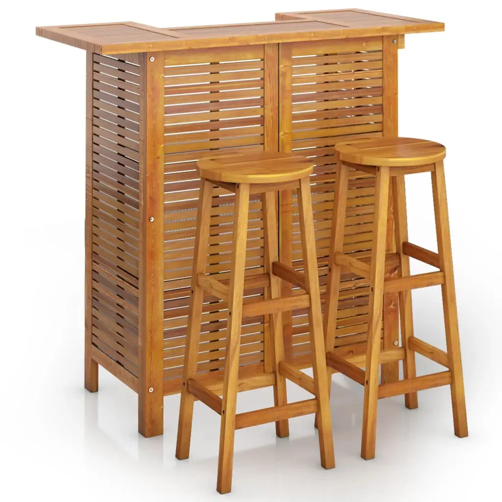 Ensemble de bar de jardin 3 pcs | Mobilier d’extérieur Bois d’acacia solide Maison Chic Brun