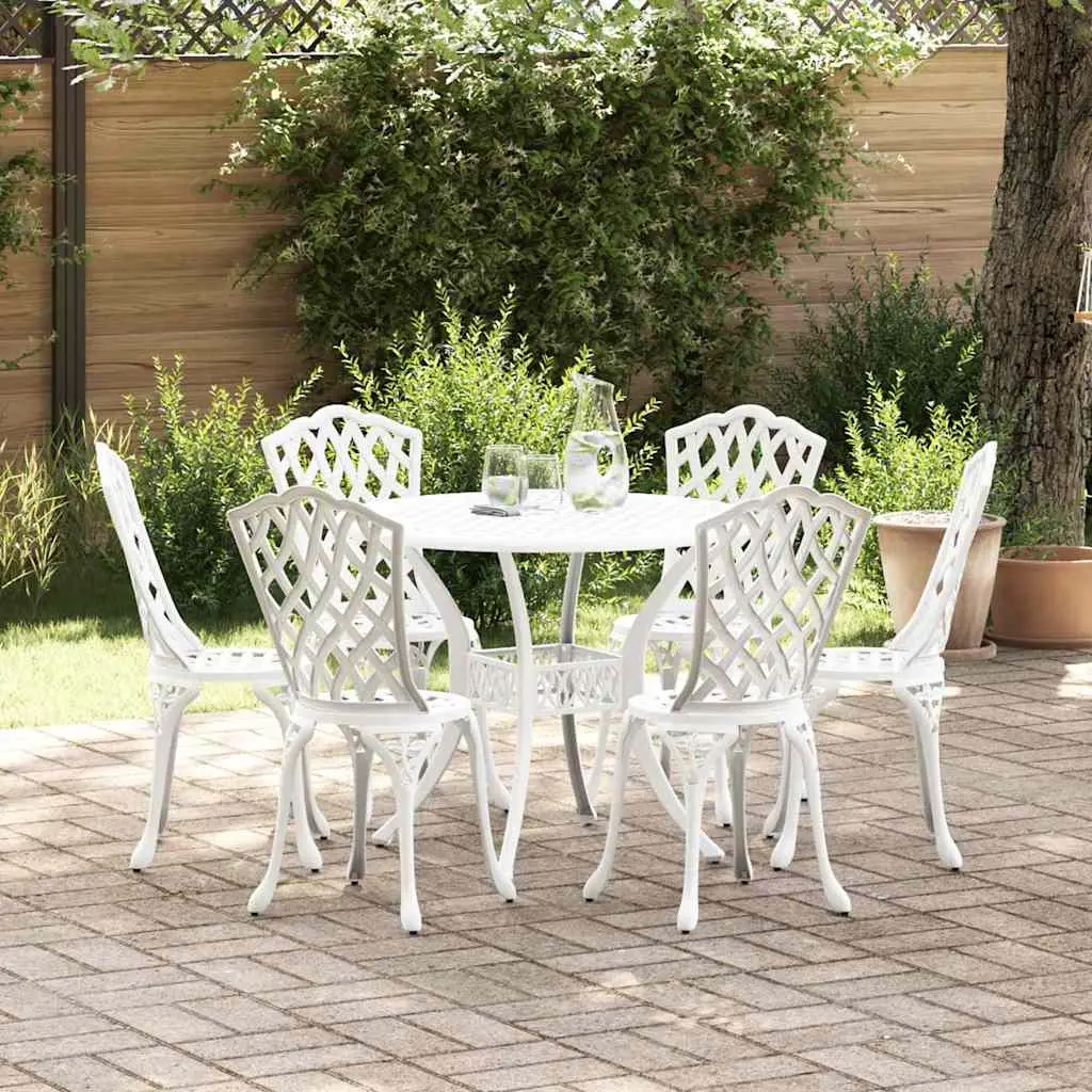 Ensemble de salle à manger pour jardin 7 pcs Blanc Aluminium vidaXL 3334714