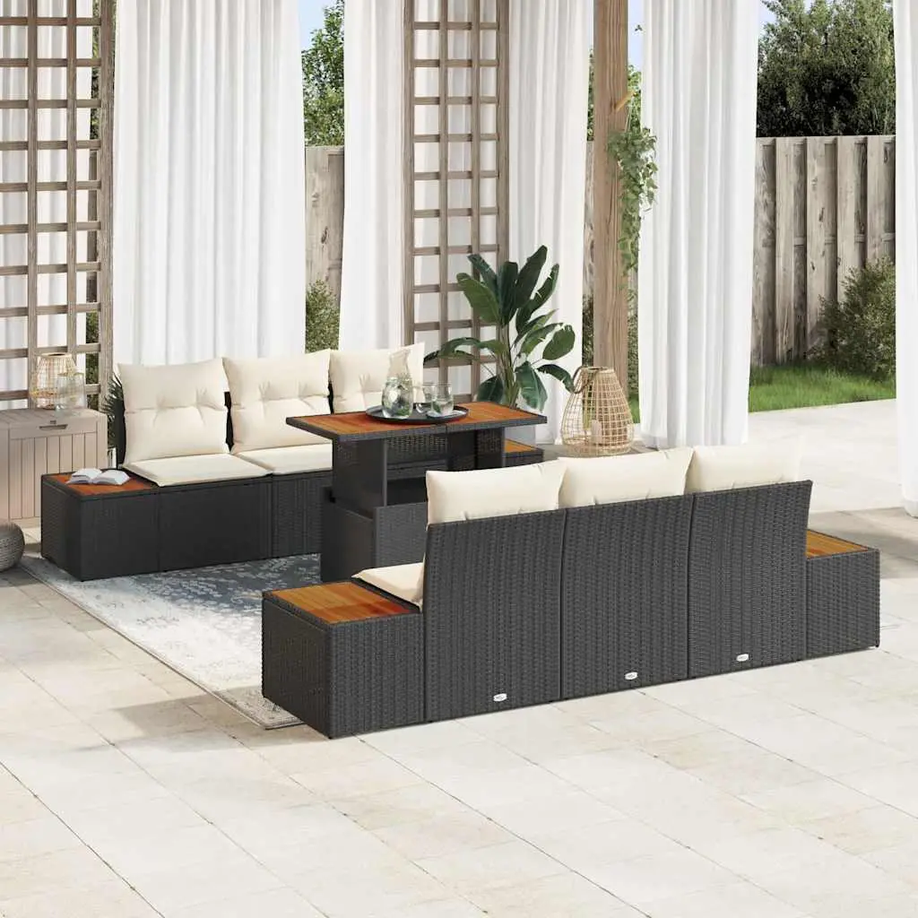 Ensemble de salle à manger pour jardin 7 pcs Noir et Beige vidaXL 3350029