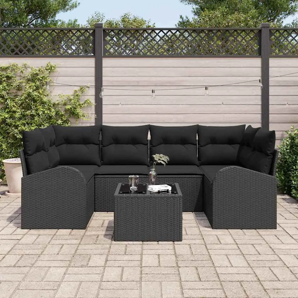 Ensemble de canapé de jardin Noir 55 x 55 x 37 cm polyrotin vidaXL 3345943
