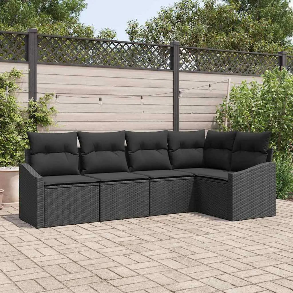 Ensemble de Canapés avec coussin 5 pcs Noir polyrotin vidaXL 3346723