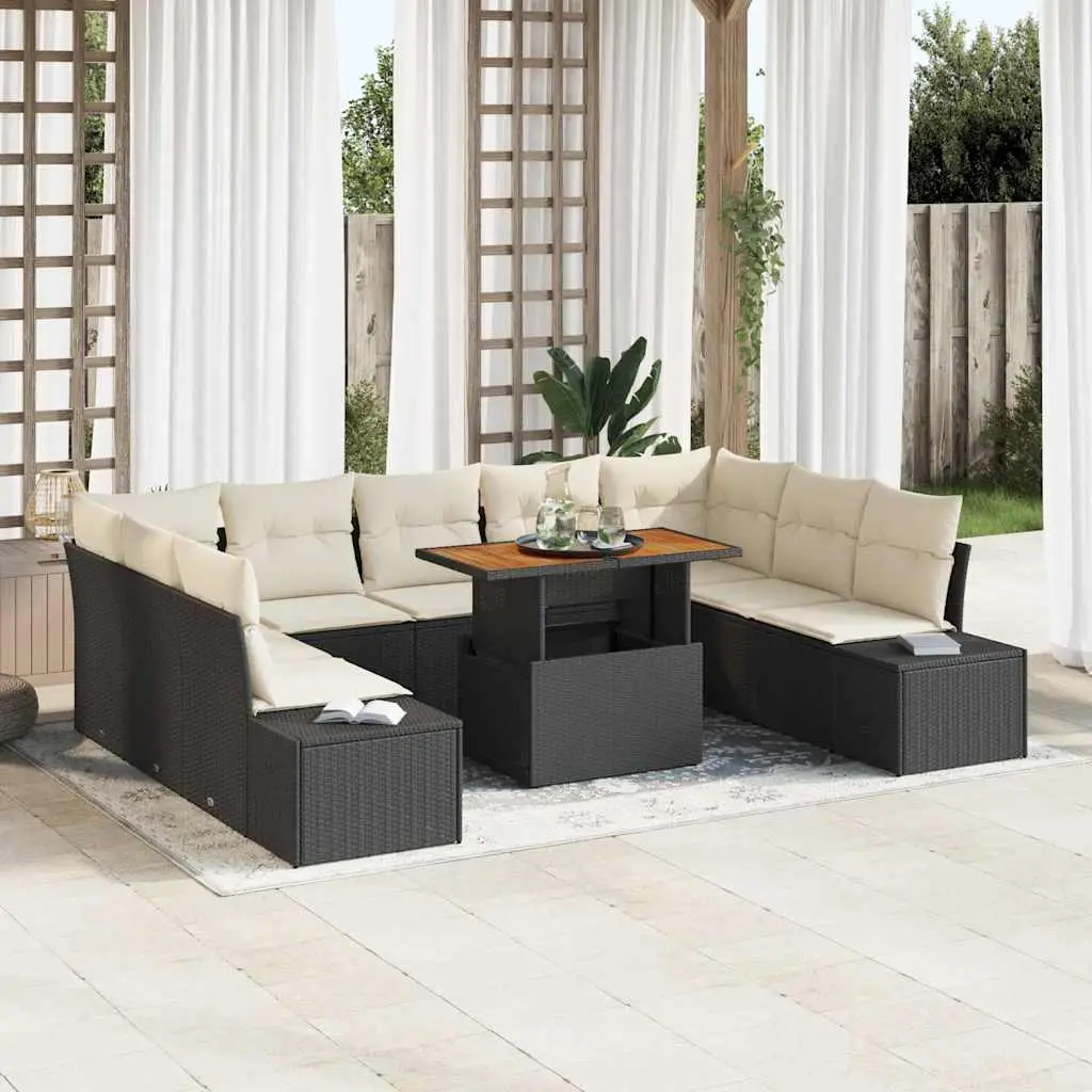 Ensemble de Jardin Modulable 9 Places et ses Rangements Astucieux, Salon en Résine Tressée Noire – ComfortXL Outdoor Living