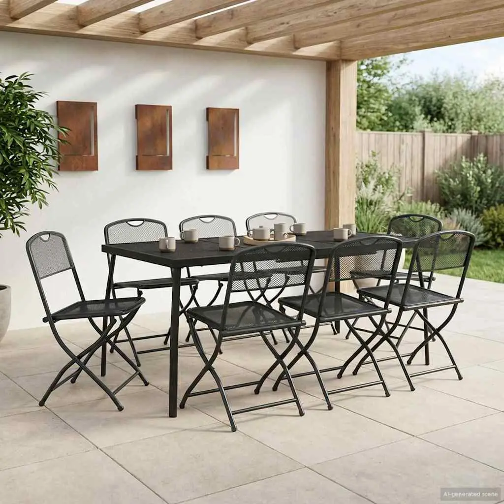 Ensemble de meubles d’extérieur 7 pcs Anthracite Fer et Acier vidaXL 3422898