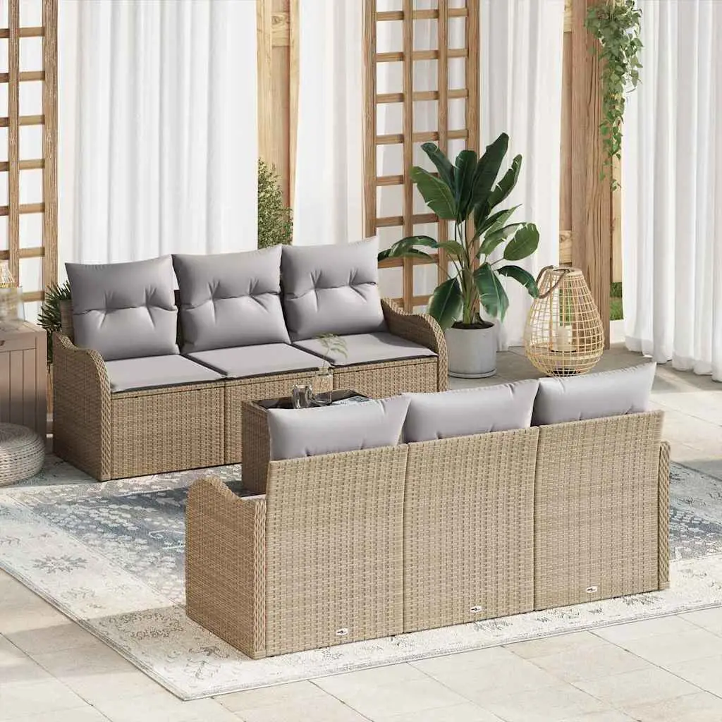 Ensemble de canapé de jardin Beige 55 x 55 x 37 cm polyrotin vidaXL 3345590