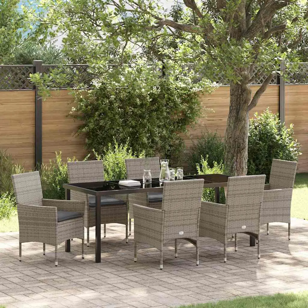 Ensemble de salle à manger pour jardin 7 pcs Gris polyrotin vidaXL 3379791