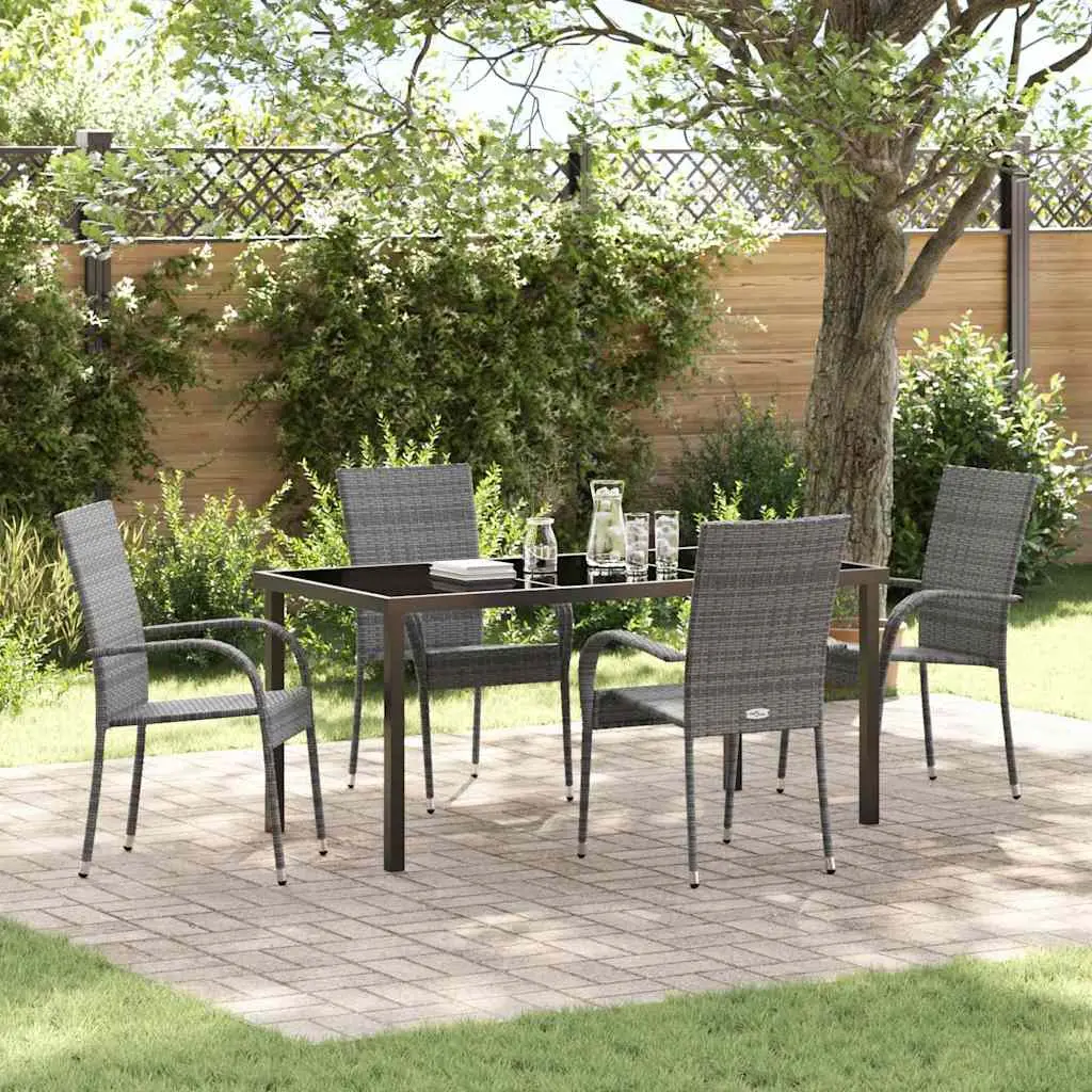 Ensemble de Repas 4 Personnes en Résine Tressée pour un Usage Régulier Gris – ComfortXL Outdoor Living