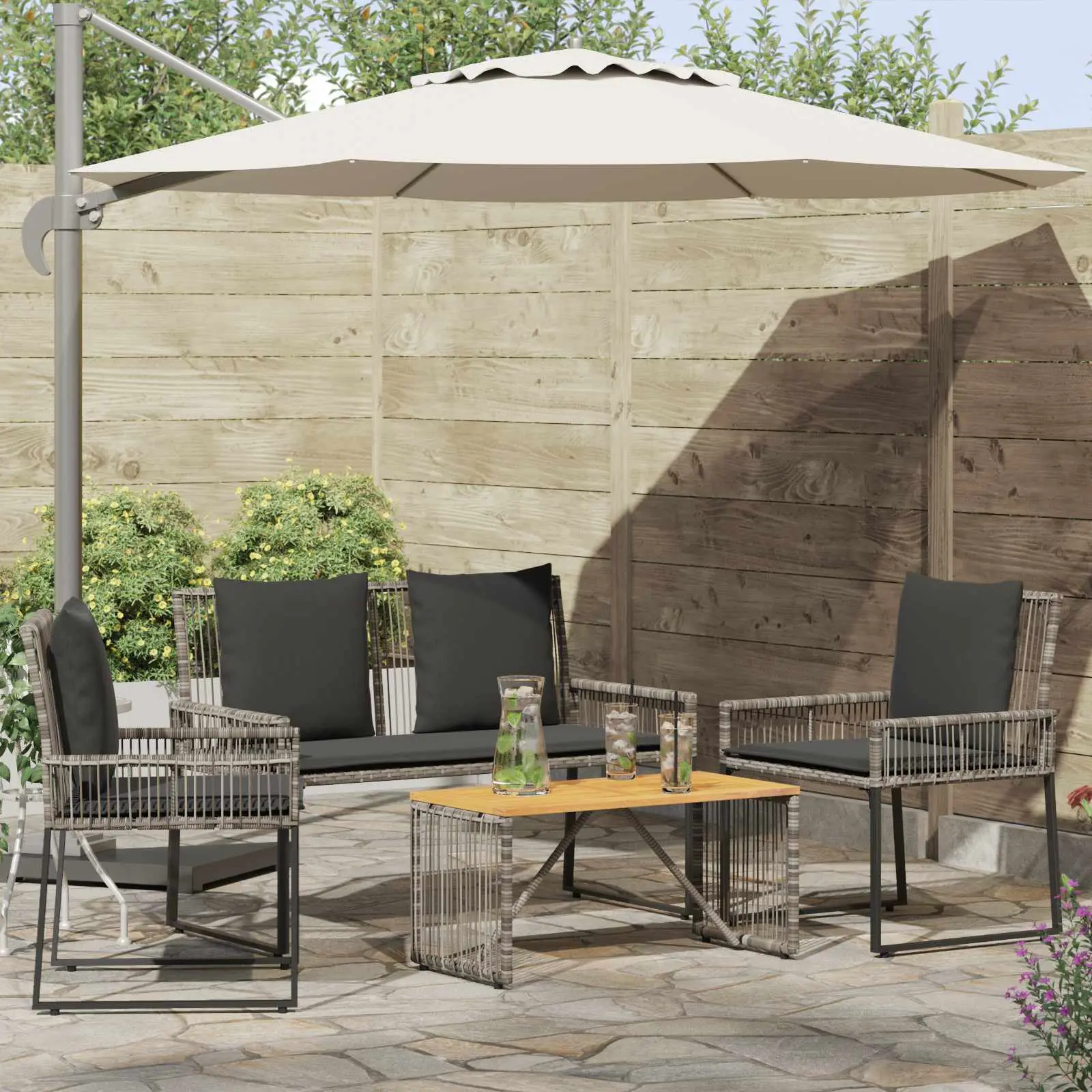 Ensemble de meubles d’extérieur 9 pcs Gris et Gris foncé vidaXL 42025149
