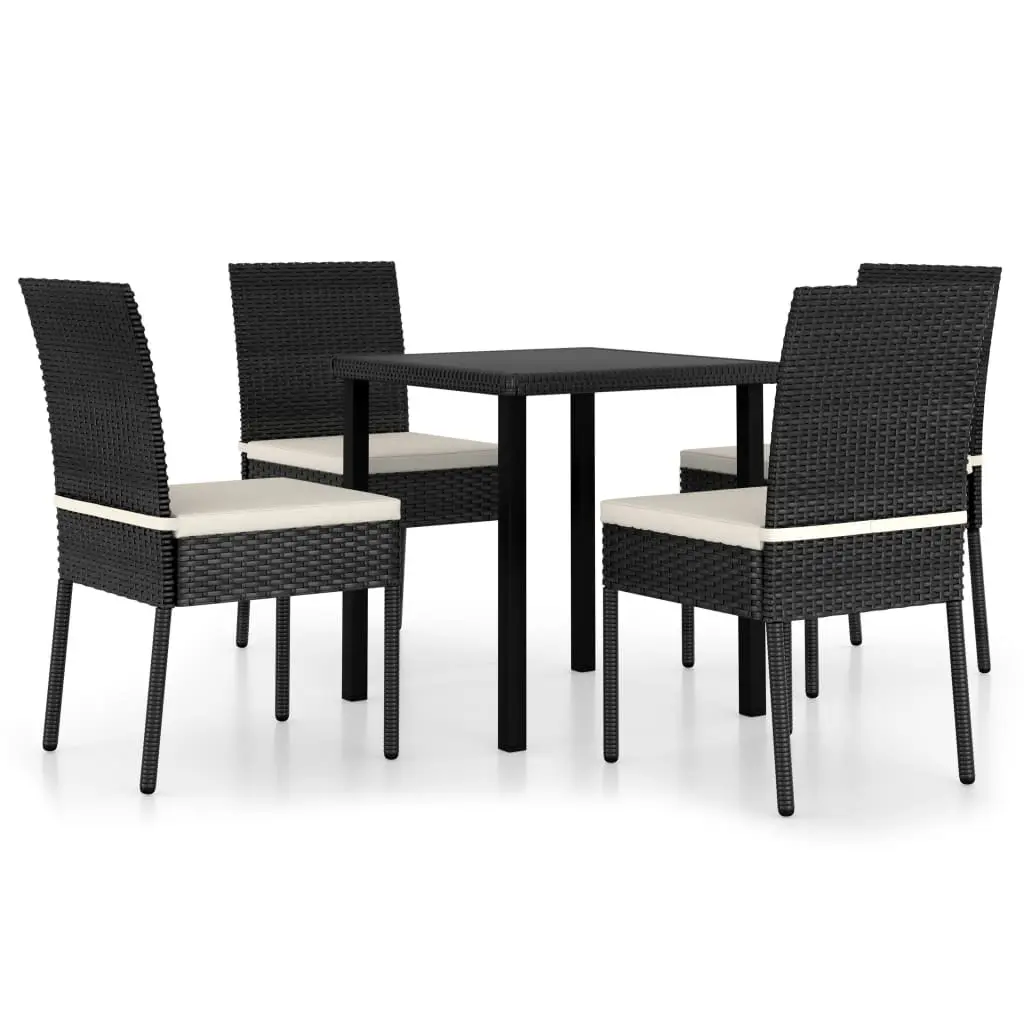 Ensemble de 5 pcs table de jardin avec chaises – mobilier de jardin Résine tressée Noir-JU2485