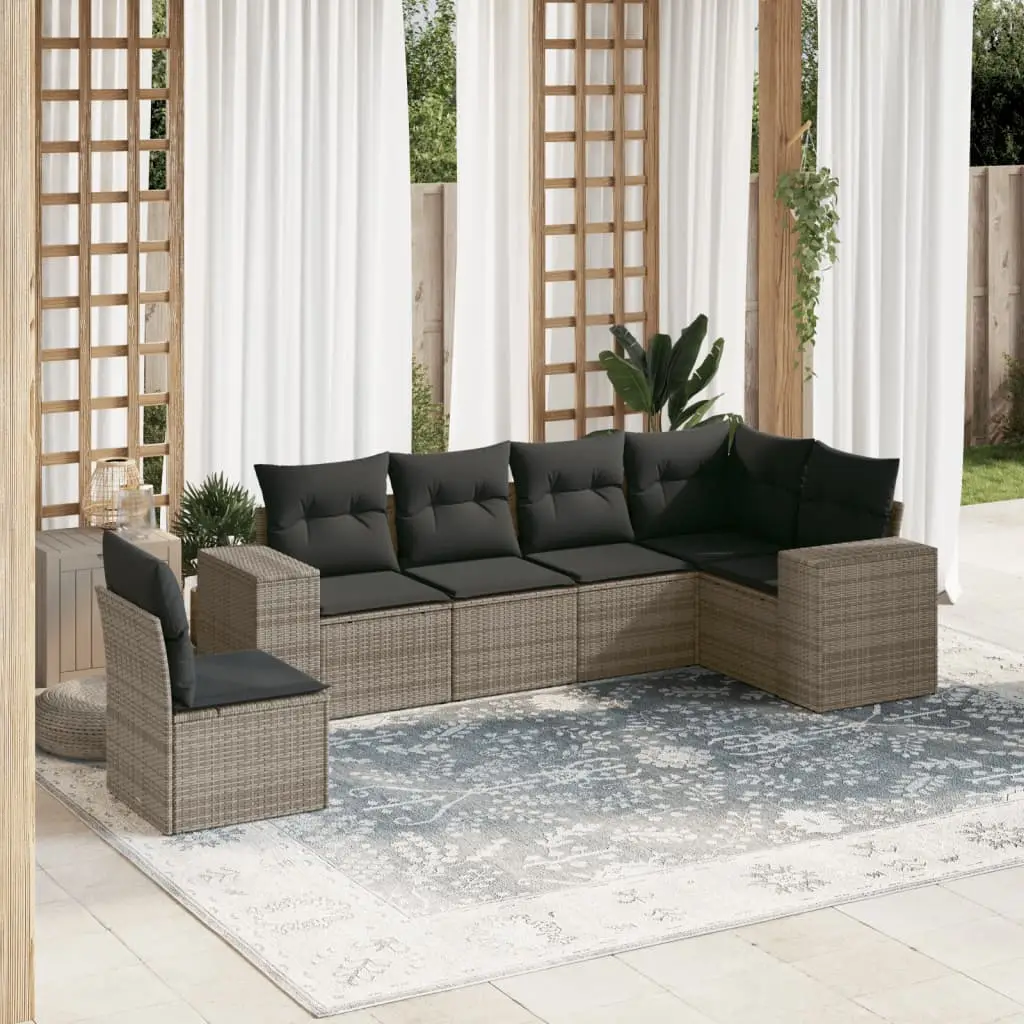 Ensemble Canapés de Jardin 6 Places Résine Tressée Modulable avec Rangement sous Assise Gris – ComfortXL Outdoor Living