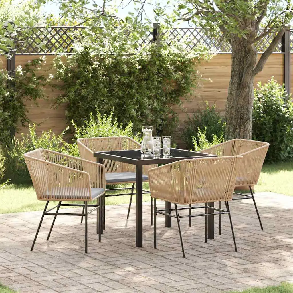 Ensemble de repas 4 personnes pour jardin en polyrotin moderne Marron – ComfortXL Outdoor Living